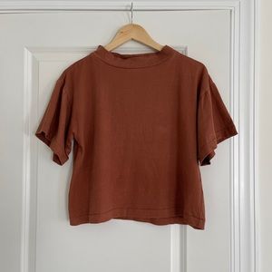 Small Maria Stanley Boxy Mockneck Tee in Tobacco